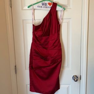 One shoulder midi bridesmaid dress